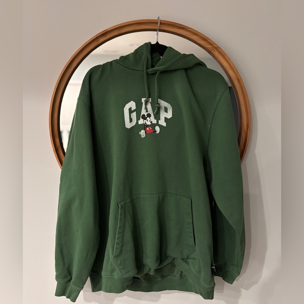 GAP x Disney Mickey Mouse Hoodie Green Mens XL Pullover Sweatshirt